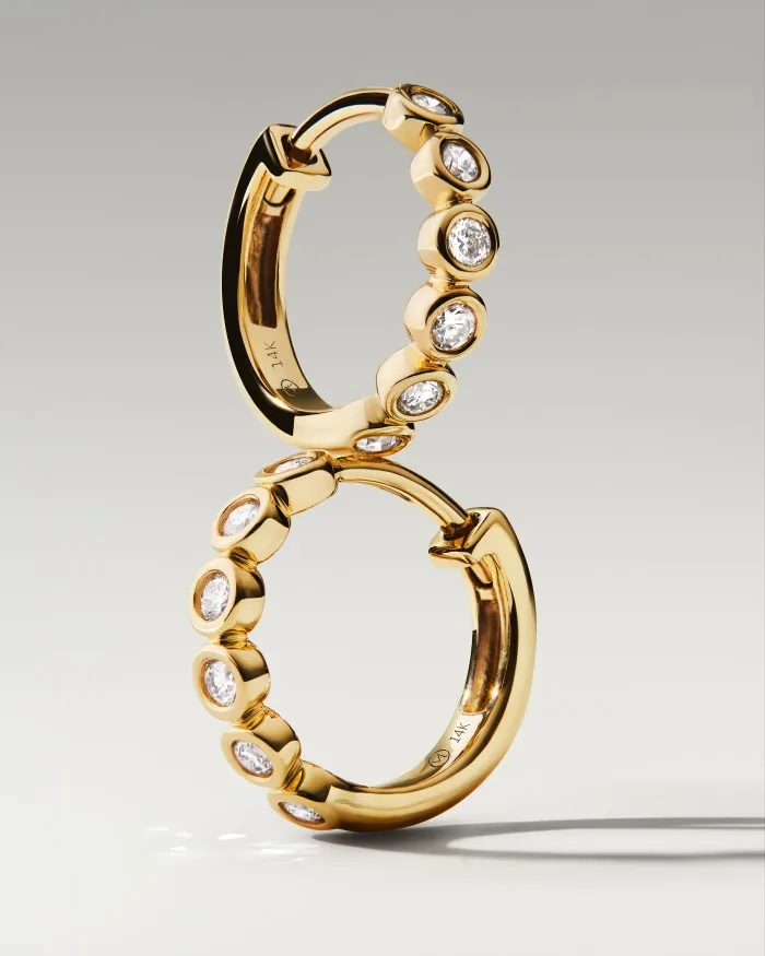 Mejuri bezel lab-grown diamond small hoops, £498