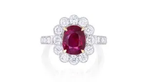 4.01-carat Burmese Unheated Ruby and Diamond Ring