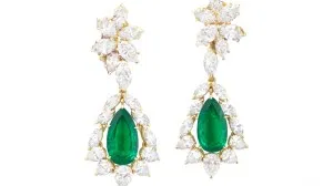 Harry Winston Colombian Emerald and Diamond Earrings with emeralds totaling approximately 10.05 carats