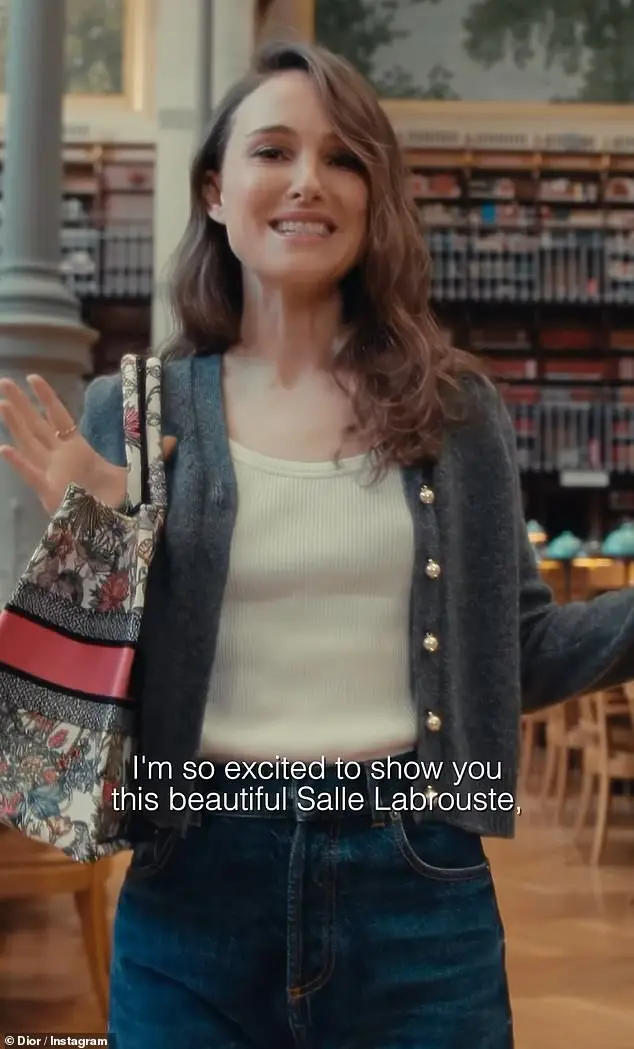 The clip kicked off with the Black Swan star stating, 'Welcome to my Dior Book Tote Club. I'm so excited to show you this beautiful Salle Labrouste and to show you some of my favorite books'