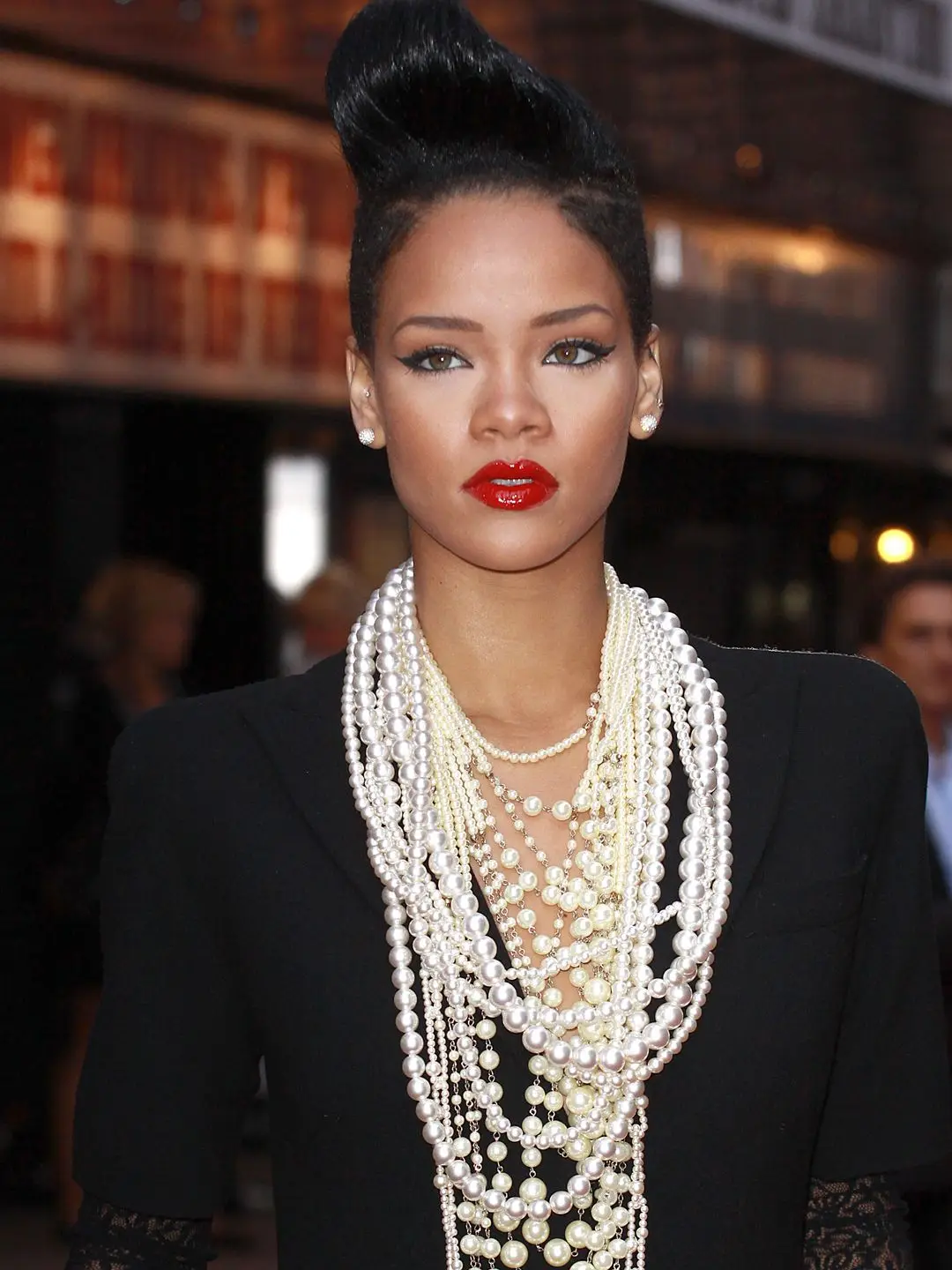 Rihanna attends the UK Premiere of 'Inglourious Basterds' at Odeon Leicester Square