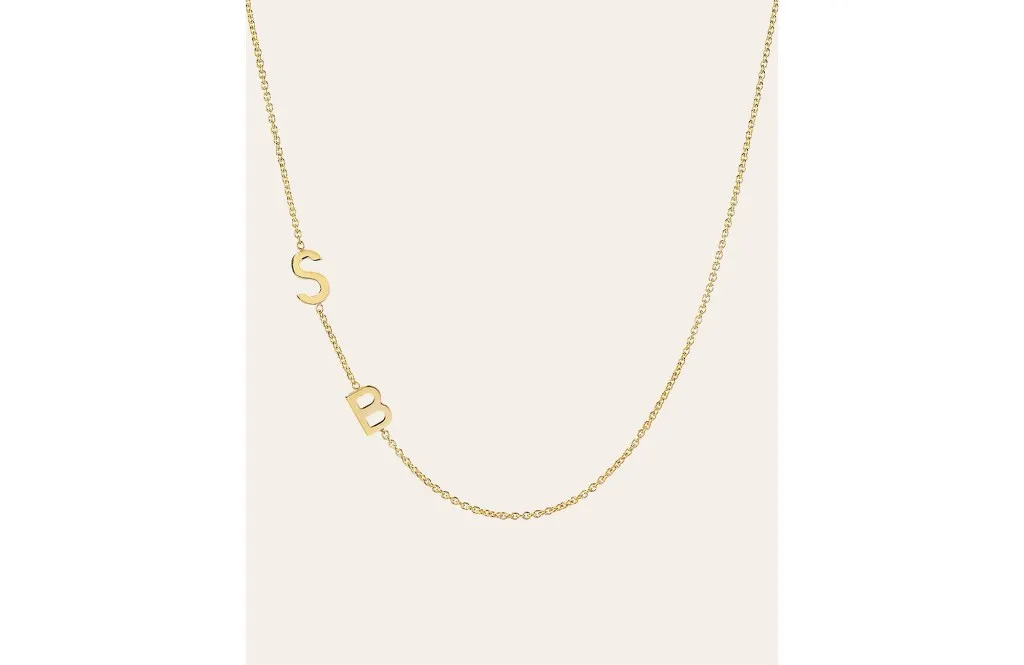 Zoe Lev 14k Gold Asymmetrical Multiple Initials Necklace