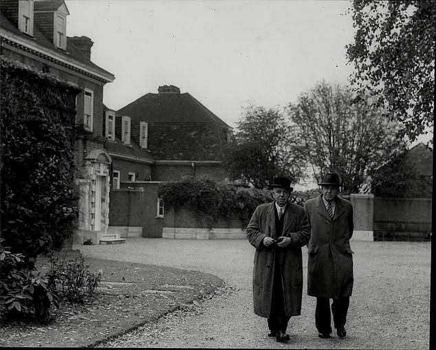 Fred Cherrill, Scotland Yard fingerprint expert, is pictured, left, in the grounds of Ednam Lodge