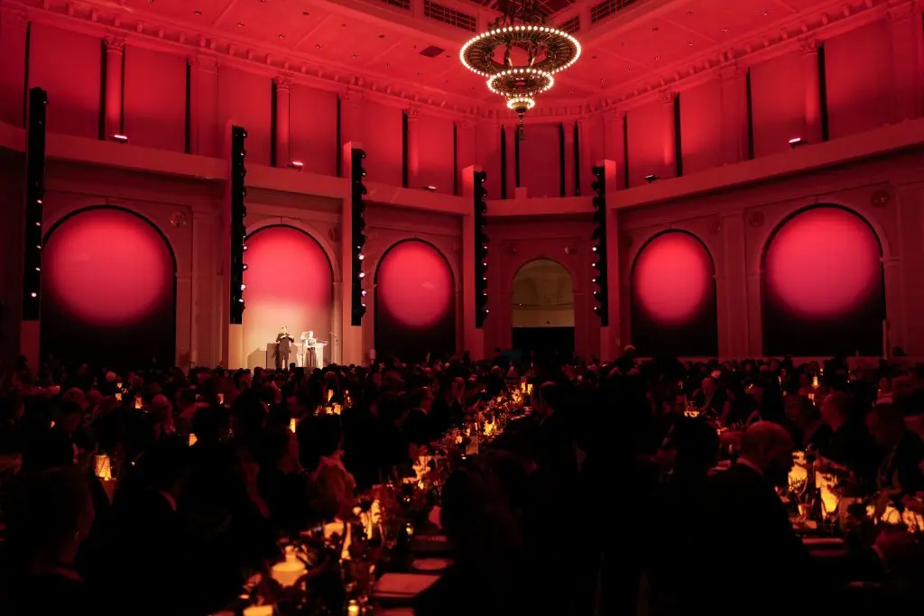 photograh of guest seated for dinner inside the brooklyn museum