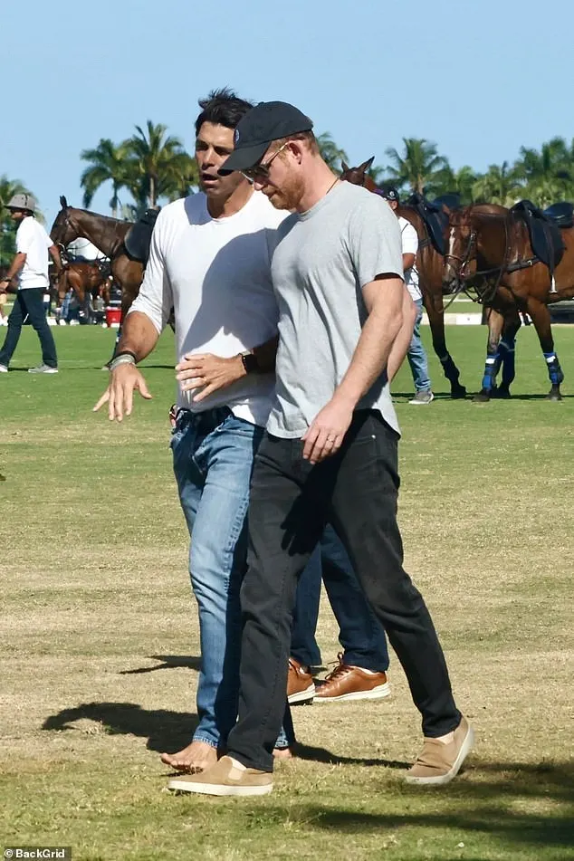 Harry was joined on the sidelines by Nacho. The pair later looked up with interest as the crew sent up a drone to get aerial footage of the game