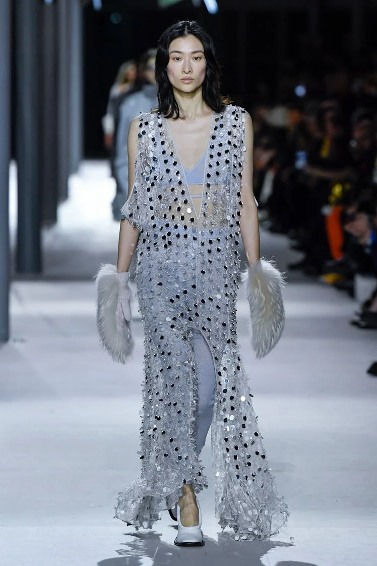 A model walks the runway during the Vuitton Ready to Wear Fall/Winter 2024-2025 fashion show as part...