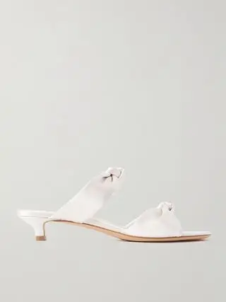 White satin knot sandals