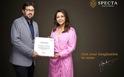 Mr. Ankit Jain, founder, Specta Quartz Surfaces with celebrity interior designer, Mrs Gauri Khan