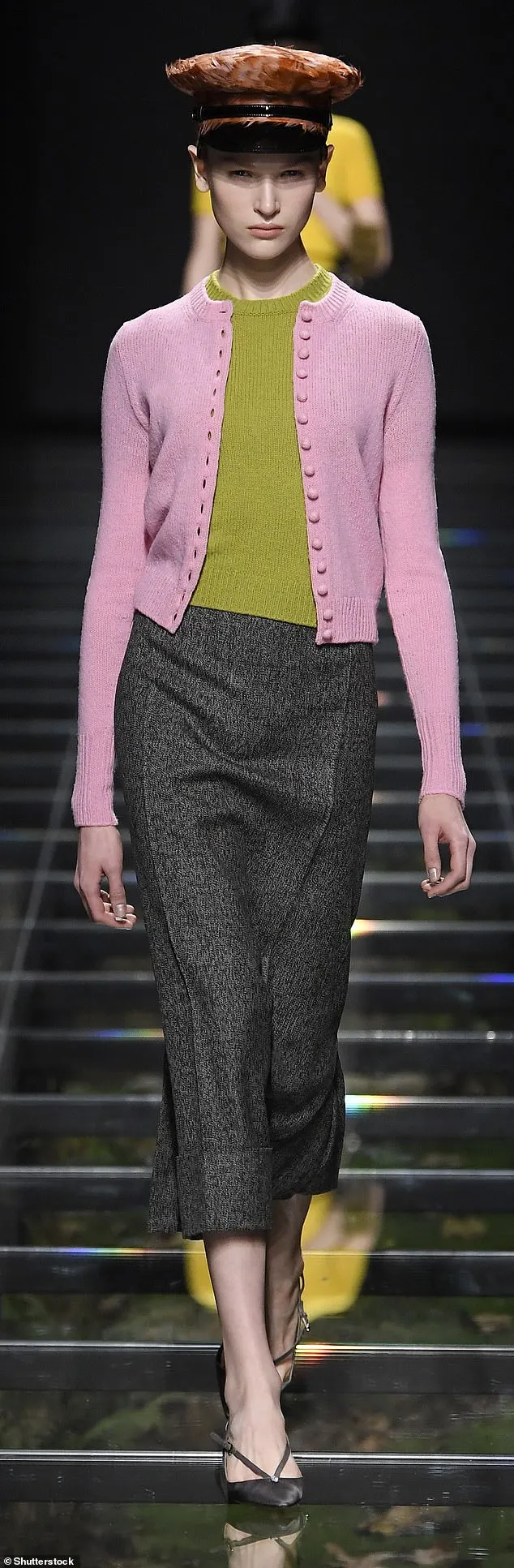 Model on the catwalk Prada show, Runway, Autumn Winter 2024, Milan Fashion Week, Italy, on  22 Feb 2024