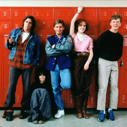 Judd Nelson, Ally Sheedy, Emilio Estevez, Molly Ringwald and Anthony Michael Hall in The Breakfast Club.