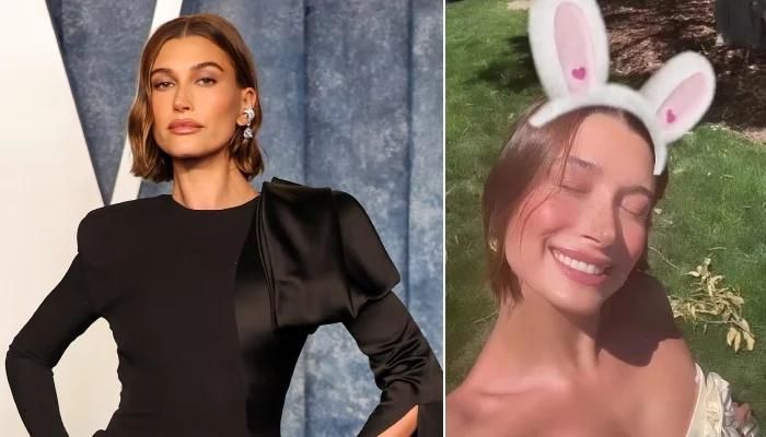 Hailey Bieber Takes Easter Selfies with a Bunny Ears Filter