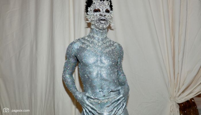 Lil Nas X Is Almost Naked and Encrusted in Crystals on Met Gala 2023 Red Carpet