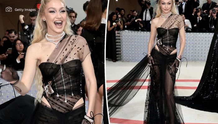 Gigi Hadid Wears a Daring Black Corset to the Met Gala in 2023