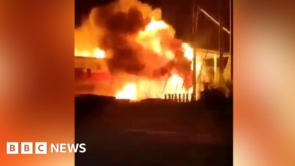 Watch: Fiery crash as train ploughs into truck