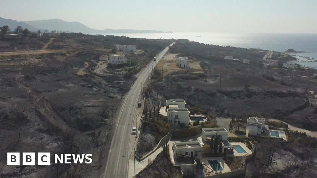 Watch: Drone shows fire ravaged Rhodes town