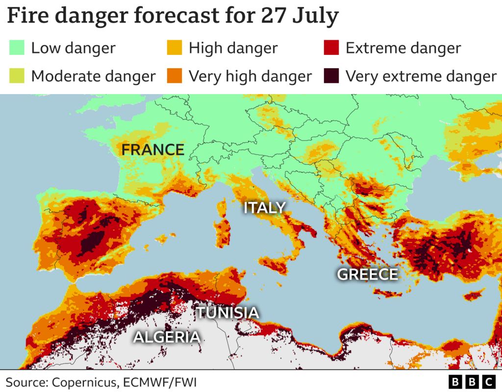 Mediterranean fires: Evacuations as new blazes break out in Greece