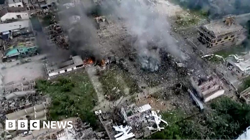 Drone shows fireworks warehouse obliterated after blast