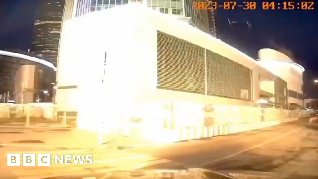 Dashcam captures moment drone explodes in Moscow