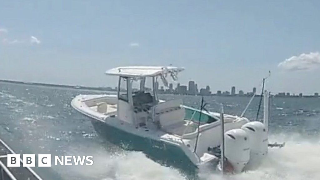 The moment an officer jumps onto a runaway boat