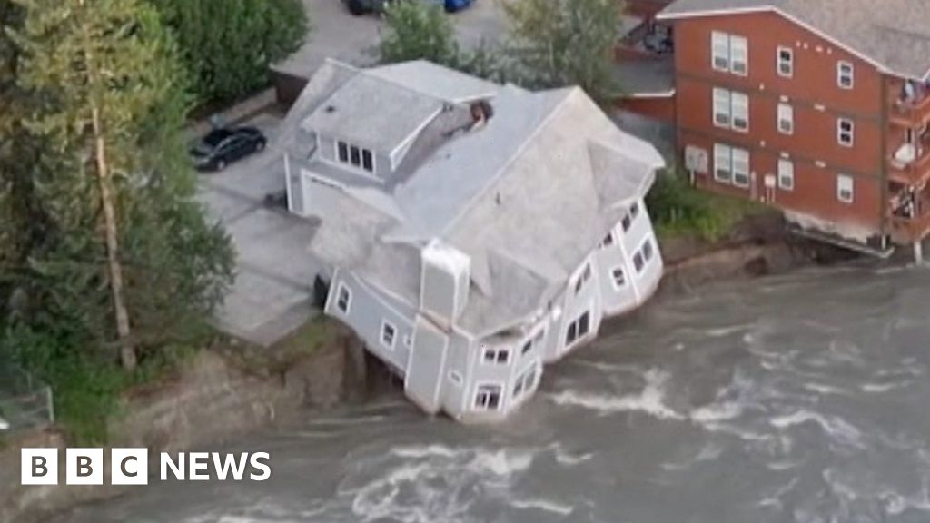 WATCH: Moment Alaska house collapses into river