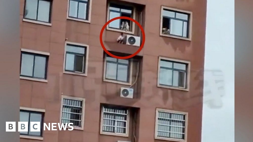 Child scares neighbour playing on high-rise window ledge