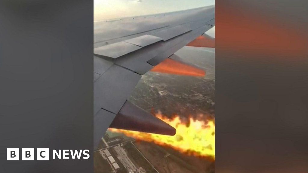 The moment Southwest plane catches fire mid-flight