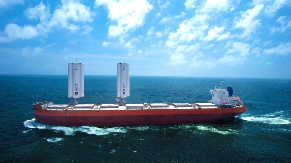 Pioneering wind-powered cargo ship sets sail