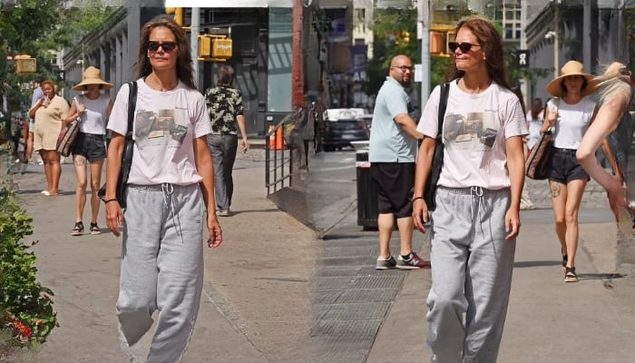 Katie Holmes Strikes a Relaxed Pose on a Stroll in the Afternoon