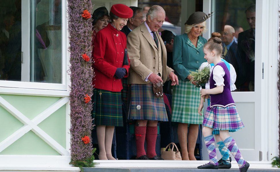 King Charles dons new tartan for Highland games in Braemar