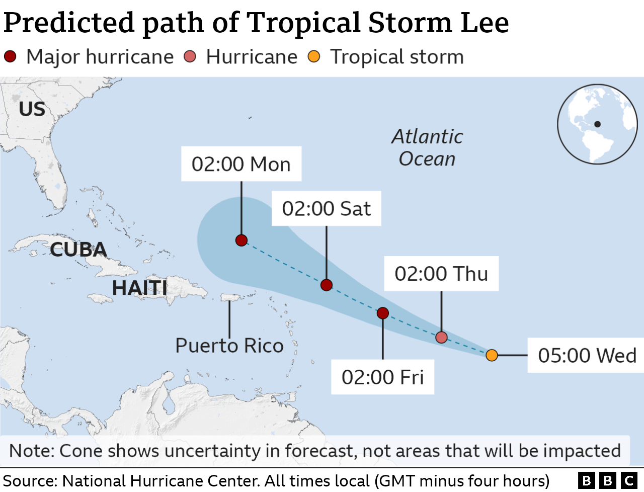 Hurricane Lee may become first category five storm of Atlantic season