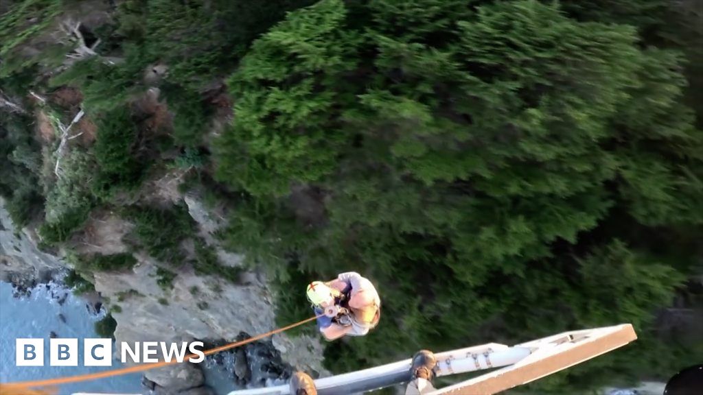 Watch elderly man air rescued after cliff fall