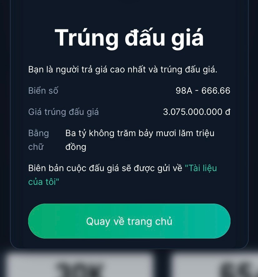 Trúng đấu giá biển ngũ quý 6 hơn 3 tỷ, chủ nhân ngay lập tức chào bán lại