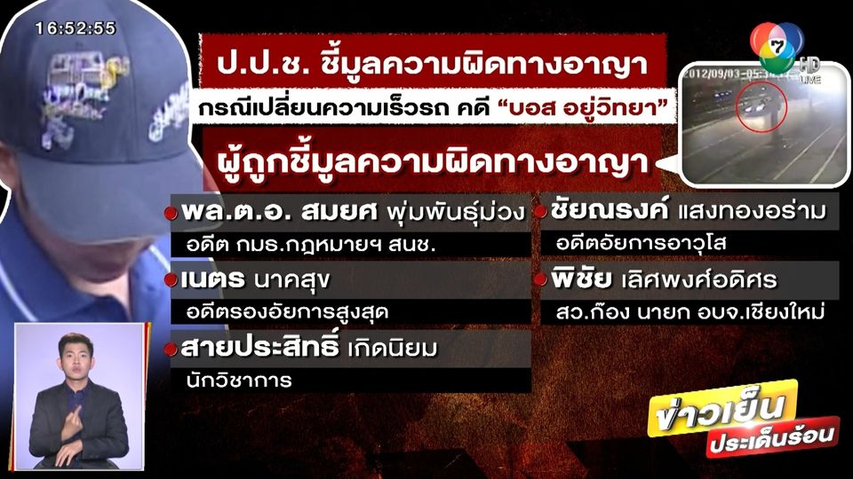 ข่าวอดีตตำรวจ พฐ. ย้อนพิรุธแก๊งเปลี่ยนความเร็ว คดี บอส อยู่วิทยา