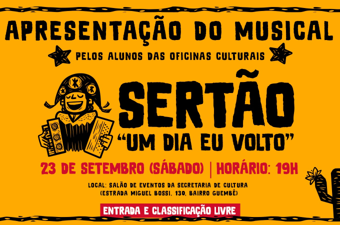 CULTURA: Louveira tem peça de teatro no sábado (23) e apresentação musical no Domingo (24)