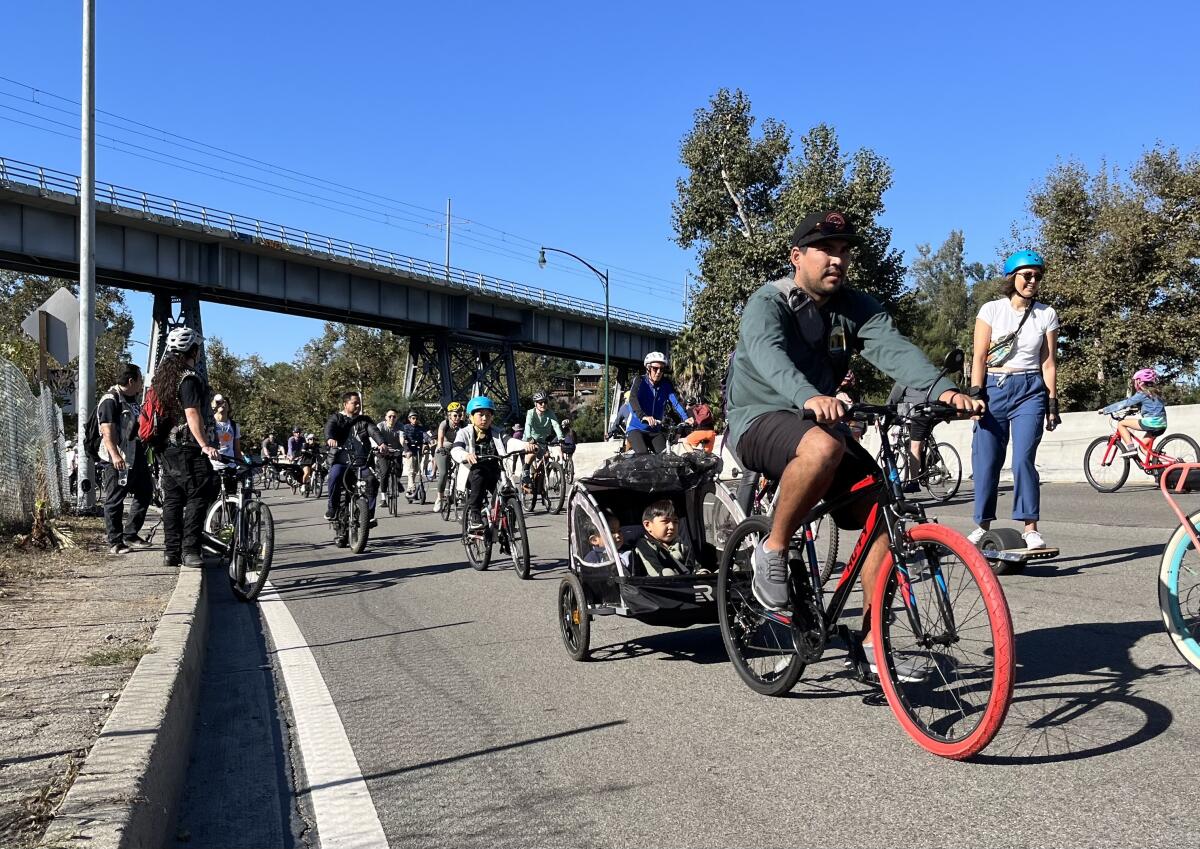 ‘Is this L.A.?!’ The surrealism of biking a car-free freeway