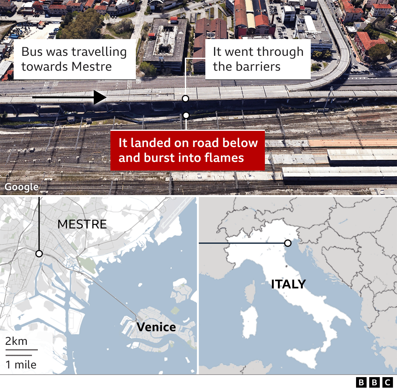 Venice bus crash: Victims still unidentified almost 24 hours on