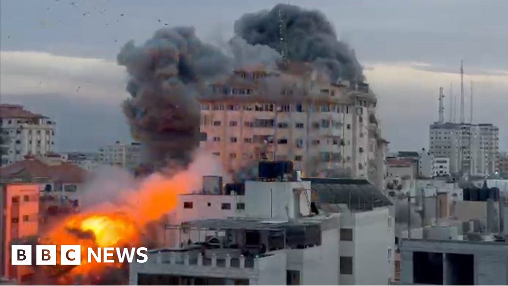 Massive explosion as Gaza high-rises destroyed by jets