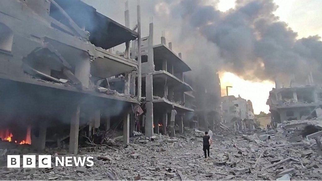 Buildings flattened in Gaza refugee camp