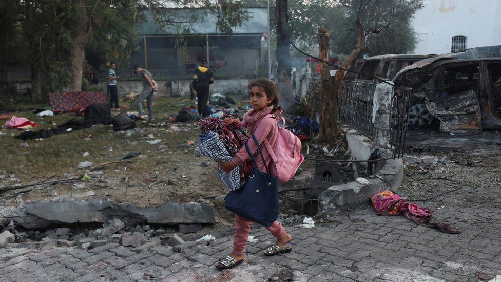 ‘We thought it would be safe’: Panic and confusion at scene of Gaza hospital blast