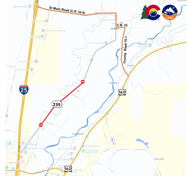 CO 239 to be closed north east of Trinidad