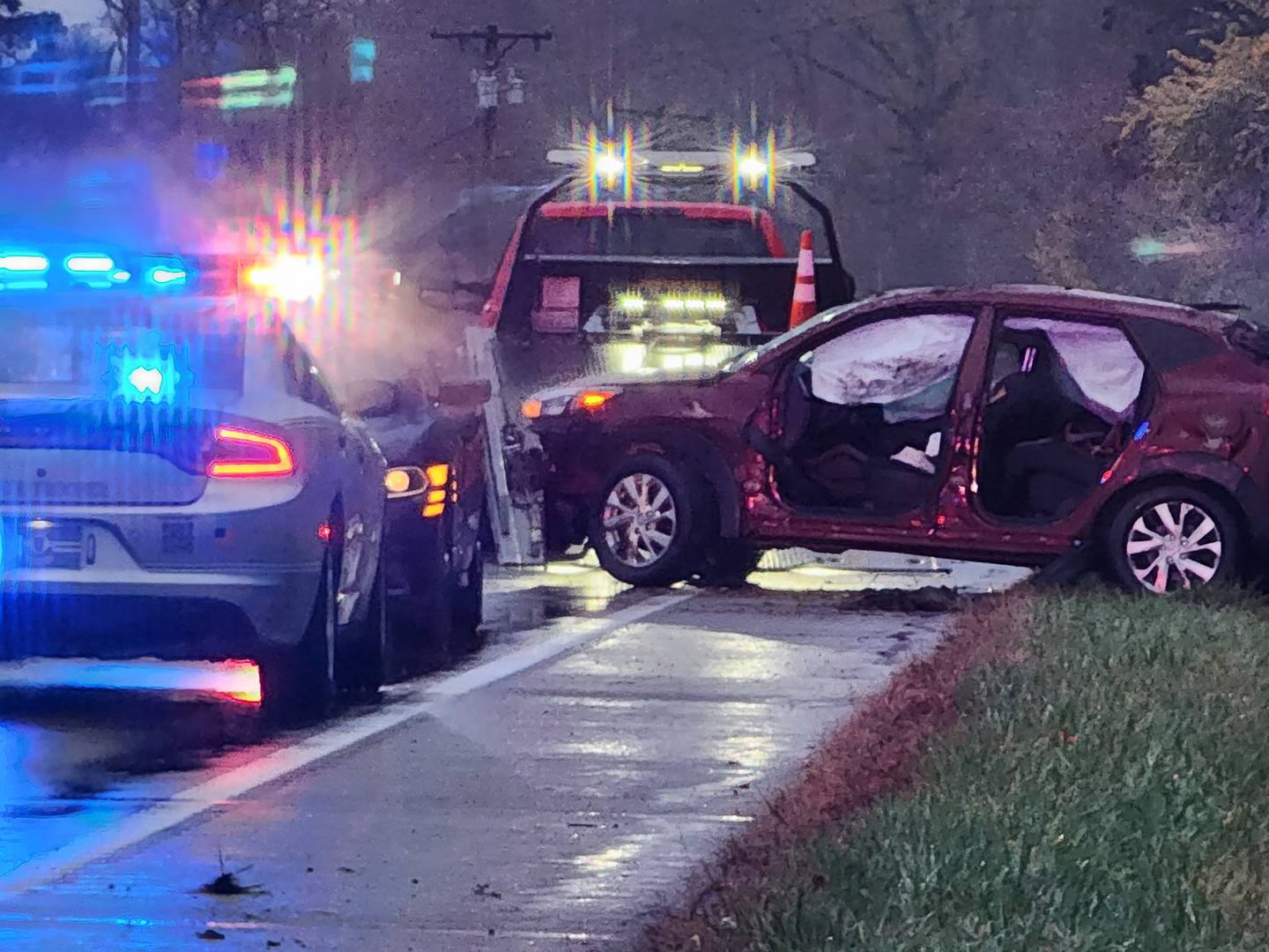 Person trapped in car after crash in Greene County