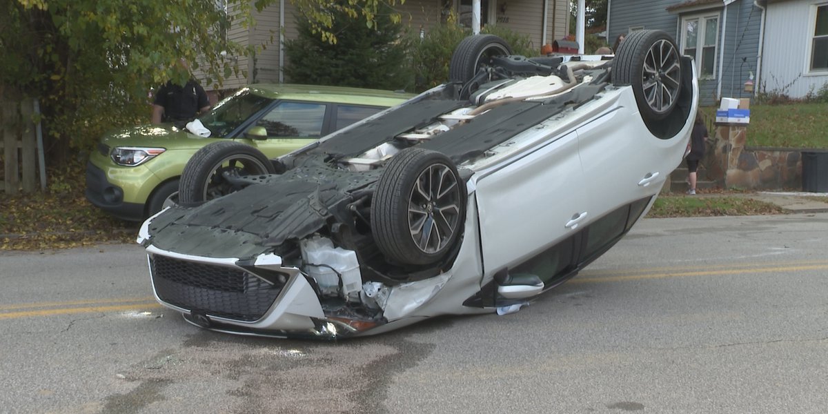 Car wreck flips car on its top