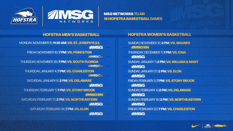 MSG Networks To Air 16 Hofstra Basketball Games