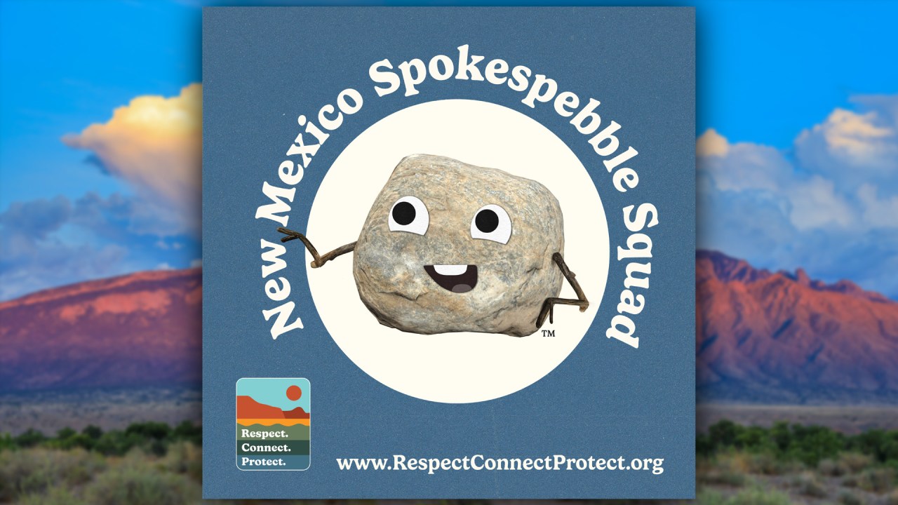 An animated rock is advocating for safe visits to public lands in New Mexico