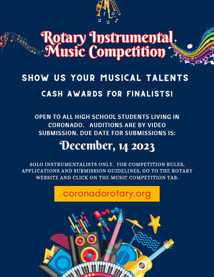 Coronado Rotary Invites High School Students to Enter Instrumental Music Competition