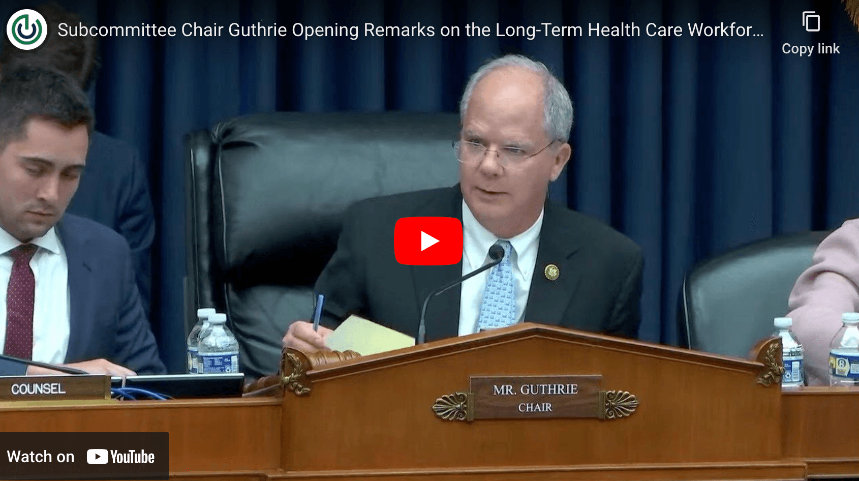 Subcommittee Chair Guthrie Opening Remarks at Health Hearing on Long-Term Care Workforce