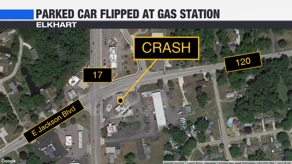 Man injured after car crashes, flips parked car onto side at BP gas station