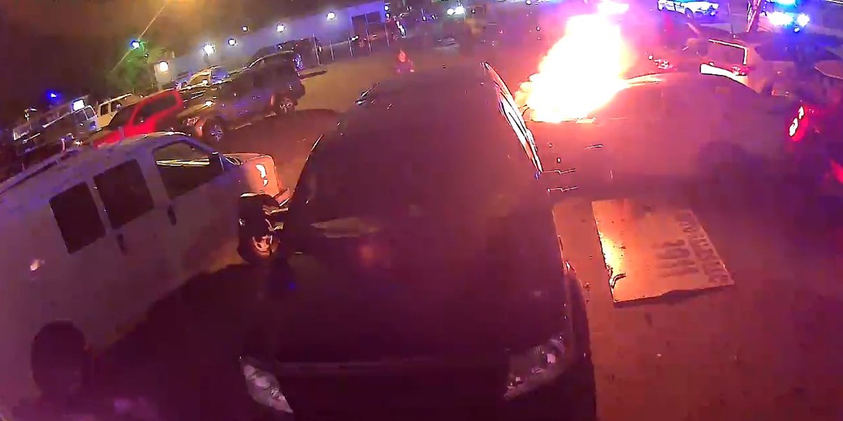 Video shows the moment car goes up in flames in west Charlotte after police chase