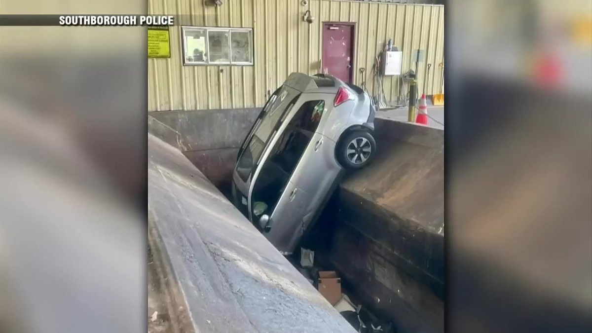 Car drives into trash pit in Southborough – Boston News, Weather, Sports