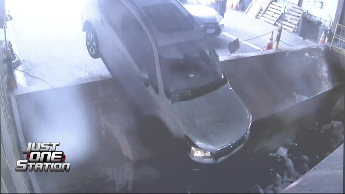 Surveillance video shows driver crash car into trash compactor in Southboro – Boston News, Weather, Sports